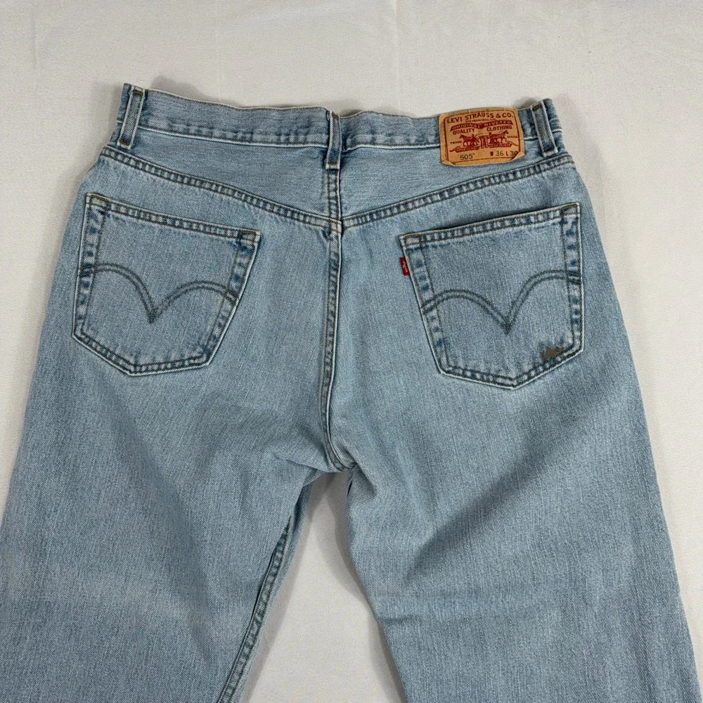 Levi's 505 Regular Fit Jeans Light Wash Denim Straight Leg Mens 36x30